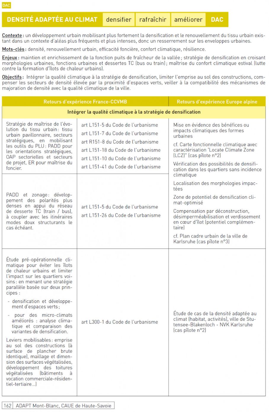 2/ Boîte à outil « adaptation au changement climatique » - CAUE Haute-Savoie extrait p162 (synthèse) et schéma : vers une transition climatique des documents de planification sur l’EMB